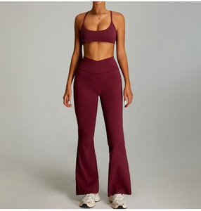 2026 custom Deep V Neck Twist Yoga Set High Waist Shorts 2 Piece Solid Color Spandex Polyester Seamless Four-Way Stretch - Product Image 3