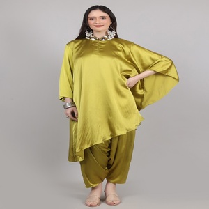 Modern Women <b>Set</b> 2pc Kaftan Dhoti Mehndi <b>Colour</b> With Beads cut dana & Sequence work Trendy Style For Girls - Product Image 6