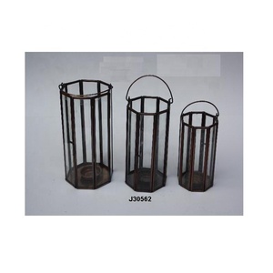 โคมไฟเชิงเทียนทำจากทองเหลืองและแก้วตกแต่งโต๊ะแบบโบราณที่วางเทียนน้ำชาของตกแต่งสวนโคมไฟห้องนั่งเล่น - Product Image 1