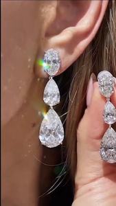 ต่างหูเพชรทรงหยดน้ำและวงรี 18 กะรัต เพชรเพาะเลี้ยง - ตัวเรือนทอง 14K - Product Image 5