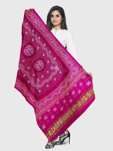 Dupatta Bandhani India de Calidad de Exportación |   Dupatta Tradicional Tie-Dye Bandhej para Venta al por Mayor - Product Image 2