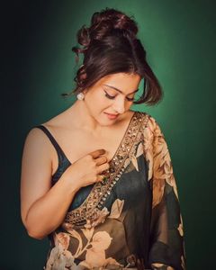 Sari de Georgette de Diseño Exclusivo, Blusa Elegante Tradicional, Sari Estampado, Look Moderno, Ropa India Modesta para Fiestas, para Mujer - Product Image 6