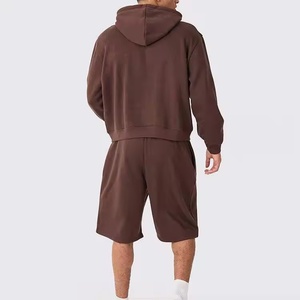 Conjunto de Ropa Casual Personalizada para Hombre: Sudadera con Capucha y Pantalones Cortos de Algodón Grueso, Estilo Oversize con Cremallera - Product Image 5