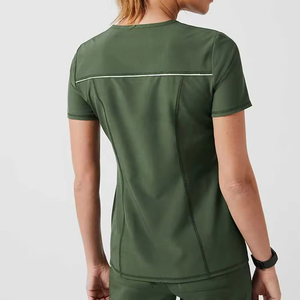 Blouses médicales à col en V de marque privée, vêtements pour médecins et personnel hospitalier, tissées en coton 100%, confortables - Product Image 2