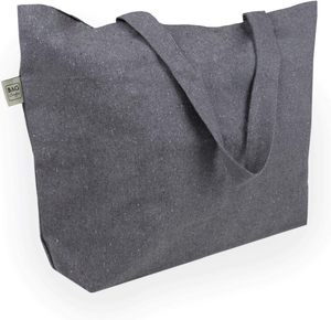 Canvas <b>Tote</b> <b>Bag</b> <b>Medium</b> Bohemian Style Solid Gray Water Resistant Zipper Closure Gift All Seasons Use - Product Image 3