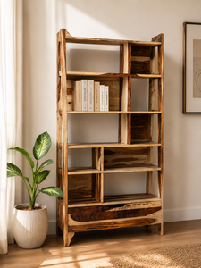 <b>Solid</b> <b>Wood</b> <b>Bookcase</b> Rustic Grain Wooden Bookshelf Floor Standing Storage Rack for Living Room School Office - Product Image 1