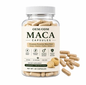 Cápsulas de Extracto de Raíz de Maca Premium OEM, 500 mg, Suplemento de Polvo de Raíz de Maca Pura para Energía, Rendimiento y Fuerza - Product Image 1