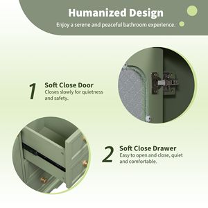 Mobile da Bagno da 30 Pollici con Ante a Chiusura Morbida e Ripiani Regolabili, 3 Cassetti - Product Image 5