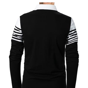 เสื้อโปโลชายลายทาง แขนยาว/สั้น ทรงเข้ารูป สไตล์ลำลอง สีตัดกัน ผ้าฝ้าย เสื้อยืดกอล์ฟ - Product Image 5