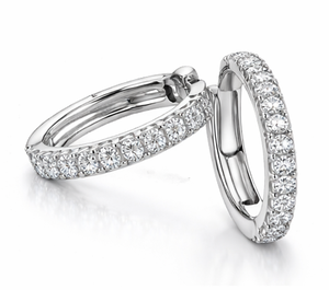 Pendientes de Aro de Plata de Ley 925 con Moissanita, Bañados en Rodio, Redondos, Fabricante de Joyería - Product Image 1