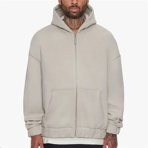 Sudadera con capucha y cremallera para hombre, personalizada al por mayor, con logo impreso en relieve, tipo cárdigan, con cremallera extragrande, fabricante - Product Image 2