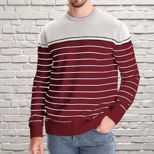Custom Logo 12 GG High Quality Jacquard Knitwear Pullover Men's Striped Sweater Essentials Long-Sleeve Crewneck 100% Cotton - Product Image 1