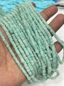 Cuentas de Piedras Preciosas de Alta Calidad para la Elaboración de Joyería, 17 Pulgadas, Amazonita Natural, Forma de Neumático Lisa, Tamaño 6-7 mm - Product Image 3