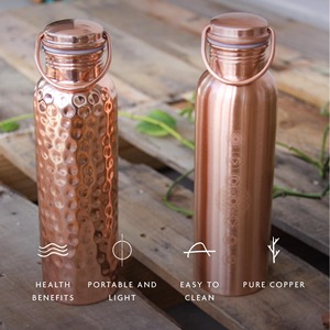 Bouteille d'eau en cuivre pur 100% de style vintage, grande capacité, écologique et étanche, finition colorée, utilisation personnalisée - Product Image 5