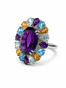 Bague en argent sterling 92,5 avec pierres multicolores KLSR-12276 - Product Image 3