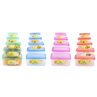 Moderne rechthoekige plastic ecologische transparante stapelbare voedselveilige BPA-vrije keuken opbergbox met deksel voor het bewaren van vlees en vis