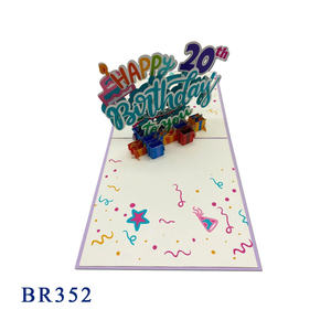 Happy Birthday 20th Pop Card 3D Laser Cut <b>Handmade</b> Animal Theme 150x200mm Custom Logo Vietnam Gifts Crafts Wholesale Best Seller - Product Image 4