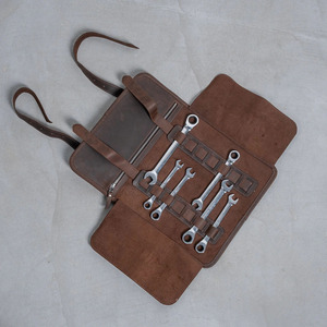 Luxury leather <b>tool</b> <b>roll</b> organizer <b>bags</b> wholesale bulk OEM supplier premium handmade portable storage export quality for sale - Product Image 6