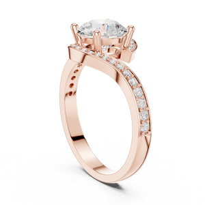 Bague de fiançailles en or rose avec diamant de laboratoire, sertissage halo pavé, fabricant de bijoux fins sur mesure pour mariages - Product Image 2