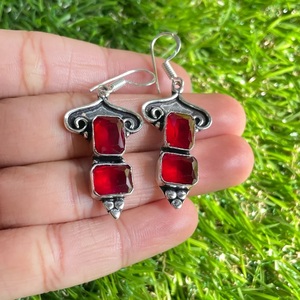 Pendientes Colgantes de Plata de Ley 925 con Granate Rojo Natural, Hechos a Mano, Joyería con Piedras Preciosas, Piedra de Nacimiento de Enero - Product Image 4