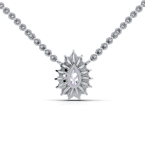 Collar con Colgante de Halo de Diamantes Cultivados en Laboratorio en Forma de Pera de Plata de Ley 925 Sólida para Mujer |   Joyería Fina, Regalo de Novia - Product Image 2