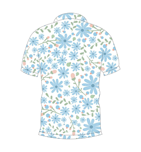 Men’s <b>White</b> Blue Floral Print <b>Polo</b> Shirt Casual Summer Short Sleeve Daisy Pattern <b>Polo</b> Tee - Product Image 2