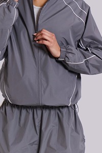 2 Pieces Reflective Edging Jogging Suits Oversized Nylon Ripstop Windbreaker <b>Jackets</b> Pants Sets Lightweight Tracksuits <b>Women</b> - Product Image 3