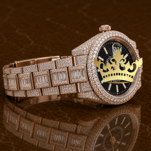 Luxury Fashion White Gold Quartz Iced Diamond Antique Simple Men's Watch VVS Moissanite Black Dial Rubber Custom Hip Hop Design - Product Image 2