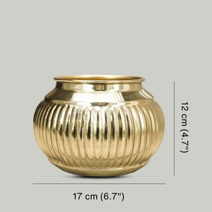 Vase de table fait main, design côtelé, bol décoratif traditionnel 17cm x 12cm - Product Image 1