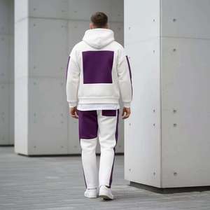 Conjunto Deportivo para Hombre, Color Blanco y Morado, con Capucha, Pantalones Largos, Estilo Urbano, Sudadera de Algodón, Corte Regular, para Otoño - Product Image 5