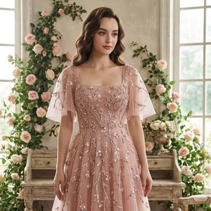 Robe de soirée de luxe personnalisée en gros avec sequins, manches longues, robe de cérémonie, fabricant professionnel OEM, robe de fête - Product Image 1