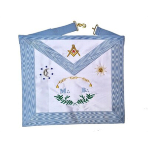Delantal Morado Ecológico Personalizado de la Fraternidad Templaria con Trenza Dorada, Corona Bordada y Broche de Mariposa - Product Image 4