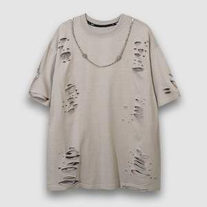 Camiseta de Cuello Redondo con Logotipo Personalizado de Fábrica, Camiseta de Gran Tamaño con Estampado en Relieve 3D de Espuma, Camisetas Vintage Lavadas y Desgastadas para Hombre, Camiseta de Manga Corta - Product Image 5