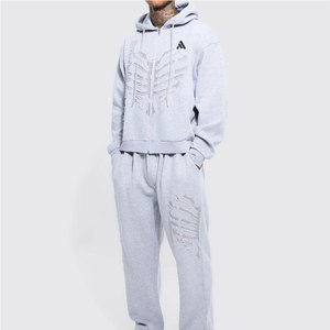 Survêtement d'hiver pour homme de haute qualité, effet usé, grande taille, imprimé, 100% coton, design 2 en 1, en stock - Product Image 5