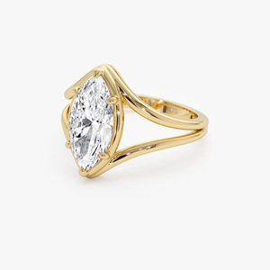 Bague de fiançailles en or jaune de qualité supérieure avec diamant de laboratoire de 2 carats, taille marquise, certification IGI, clarté VS-VVS, 14K/18K - Product Image 2