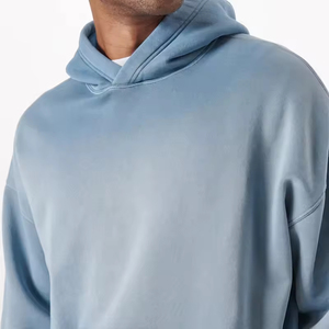 เสื้อฮู้ดดี้คุณภาพสูง 400 GSM สีซีดแบบซันเฟด สไตล์สตรีทแวร์ แต่งลายปักด้วยหิน ทรงโอเวอร์ไซส์ ผ้าฝ้ายฟอกสีแบบแอซิด เหมาะสำหรับฤดูหนาว - Product Image 2