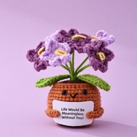 Poupée pomme de terre joyeuse en peluche tricotée à la main, ornement de plante en pot tricoté, fleurs artificielles au crochet à énergie positive