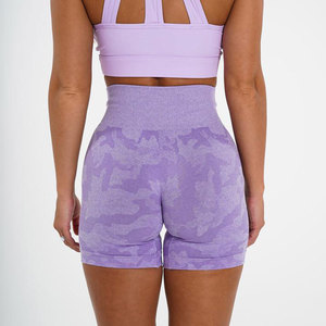 Shorts de Yoga Grises de Cintura Alta para Mujer, Transpirables, Elásticos, Deportivos, para Fitness y Entrenamiento, Spandex/Nylon - Product Image 3