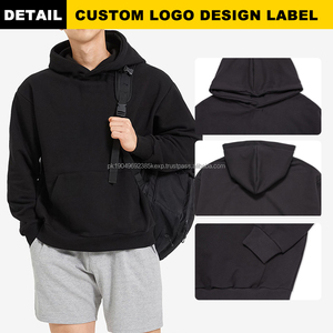 Sudaderas con capucha básicas en blanco Sudaderas con logotipo bordado personalizado para hombre Sudadera con hombros caídos de gran tamaño Sudadera con capucha para hombres - Product Image 4