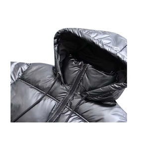 Eco Edge Apparel Hot Selling Customised Shinny <b>Puffer</b> <b>Jackets</b> Unisex High Quality Quilted Winter <b>Jacket</b> Street-wear Hooded Men - Product Image 3