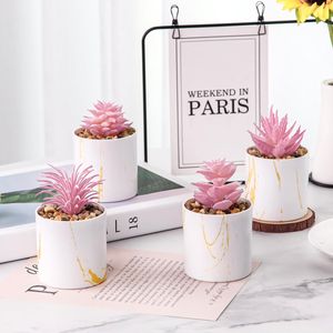 Set di 4 Piante Succulente Artificiali Rosa, Decorazioni per Casa e Accessori per Scrivania Ufficio per Donne - Product Image 3