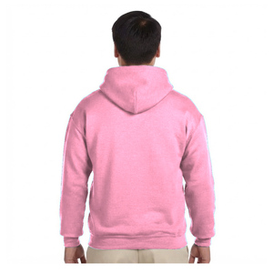 Custom <b>Men</b> Solid <b>Pink</b> Pullover Hooded <b>Sweatshirt</b> Cotton Blend Casual Long Sleeve Fleece Hoodie For Wholesale - Product Image 2