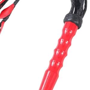 Sheep Skin <b>Flogger</b> with Steel Buckle Braided Grip and Medium Intensity Falls - Product Image 4