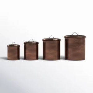 Golden Cylinder Metal Spice <b>Canister</b> <b>Set</b> With Airtight Lid Vintage Kitchen Storage Container For Freshness Preservation - Product Image 2