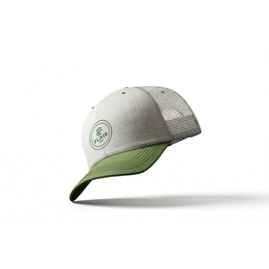 Gorra de béisbol estilo camionero premium en blanco y verde – Gorra ajustable con cierre a presión y logotipo circular bordado - Product Image 5