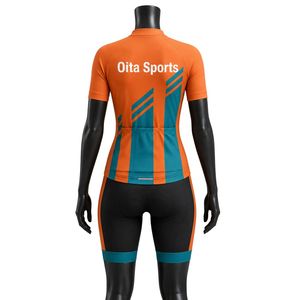Men's Orange Black Zipper Sublimation <b>Cycling</b> Set <b>Short</b> Sleeve Jersey <b>with</b> <b>Padded</b> <b>Shorts</b> Bike Racing Apparel Sports Clothing - Product Image 2
