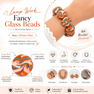 Premium Handmade Lampwork Fancy Glass <b>Beads</b> <b>Bracelet</b> 25mm Swirl Disc Design for Jewelry Making Fashion Accessories and Elegant - Product Image 2