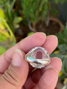 Natural Rose Quartz Rhodolite <b>Garnet</b> Cocktail <b>Ring</b> 925 Sterling <b>Silver</b> Fine Jewelry OEM ODM Wholesale Supplier - Product Image 5