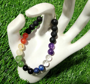 Wholesale 925 Sterling Silver Chakra <b>Bracelet</b> Lava Stone <b>Bead</b> <b>Bracelet</b> Reiki Healing Crystal Gemstone Jewelry Unisex Handmade - Product Image 4