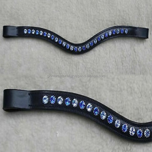 Banda para la Frente de Cuero Genuino de Primera Calidad, Forma de Ola, Cristales de 6 mm, Disponible en Muchos Colores y Tamaños Personalizados - Product Image 1